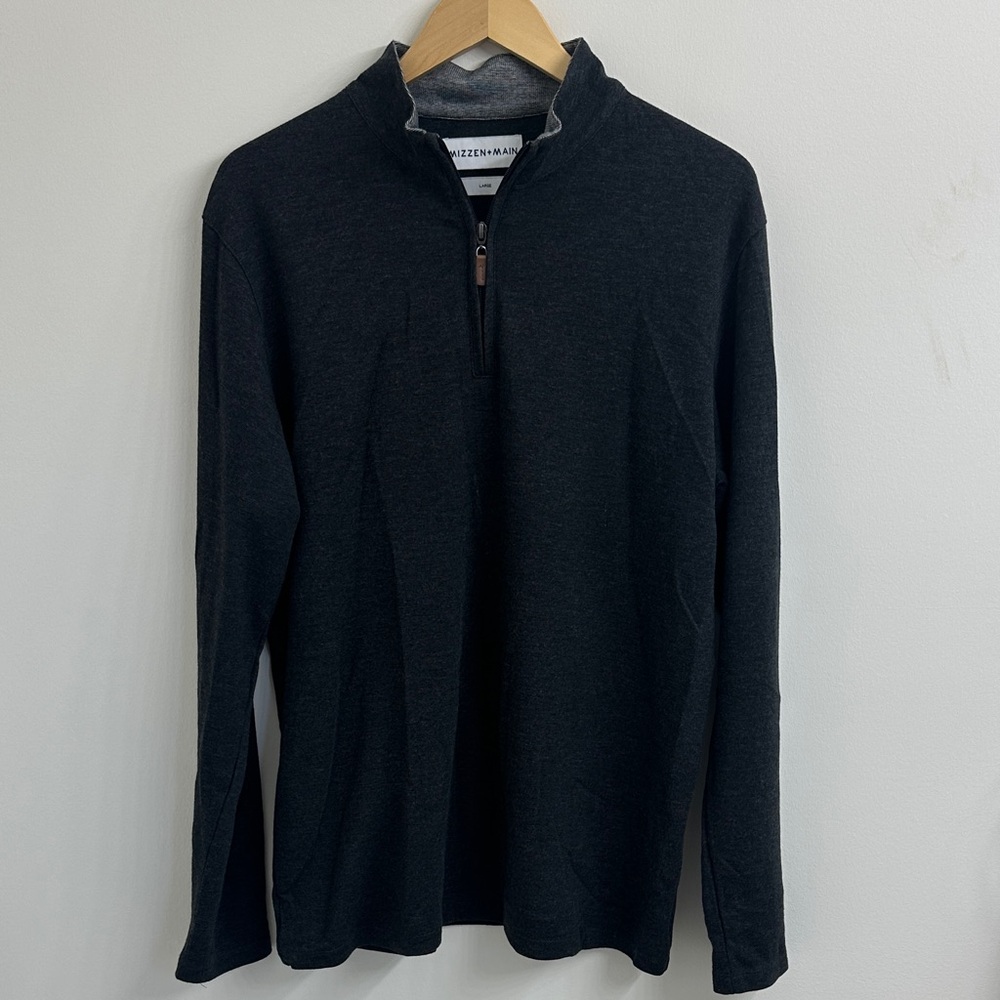 Mizzen+Main Men's Dark Charcoal Zip-Up Sweater